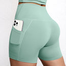 Shorts Fitness Feminino Cintura Alta com Bolsos