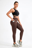Legging Fitness Feminina Cintura Alta — Bolsos e Tecido Flexível