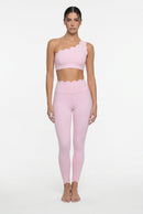 Conjunto Feminino 2 Peças Rosa Bailarina Elegante com Ombro Único, Renda nas Costas
