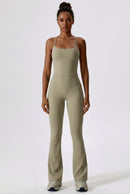 Conjunto Fitness Feminino com Legging Flare e Top Cropped
