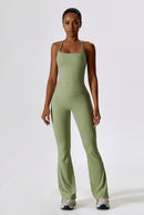 Conjunto Fitness Feminino com Legging Flare e Top Cropped