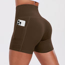 Shorts Fitness Feminino Cintura Alta com Bolsos