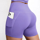 Shorts Fitness Feminino Cintura Alta com Bolsos