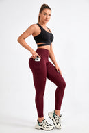 Legging Fitness Feminina Cintura Alta — Bolsos e Tecido Flexível