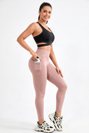 Legging Fitness Feminina Cintura Alta — Bolsos e Tecido Flexível