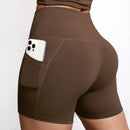 Shorts Fitness Feminino Cintura Alta com Bolsos