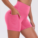 Shorts Fitness Feminino Cintura Alta com Bolsos